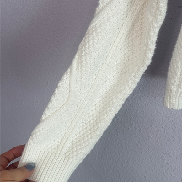 Quince Women White Cable 100% Organic Cotton Cropped Sweater Size S - Picture 7 of 10